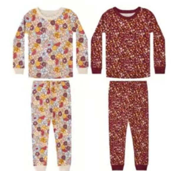 Members Mark Toddler & Girls 4-Piece Organic Cotton Vintage Floral Pajama Set 3T - Picture 2 of 8